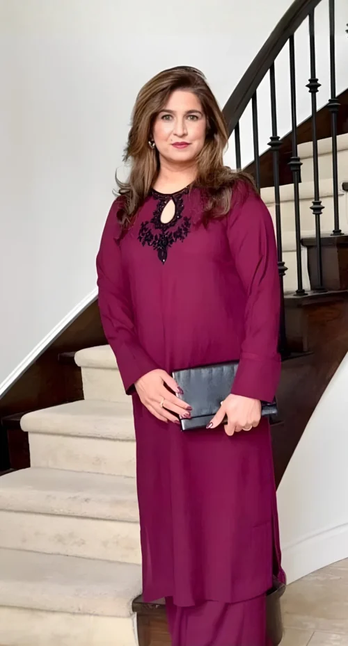 Naureen Jamal Pakistani Fashion Plum dress