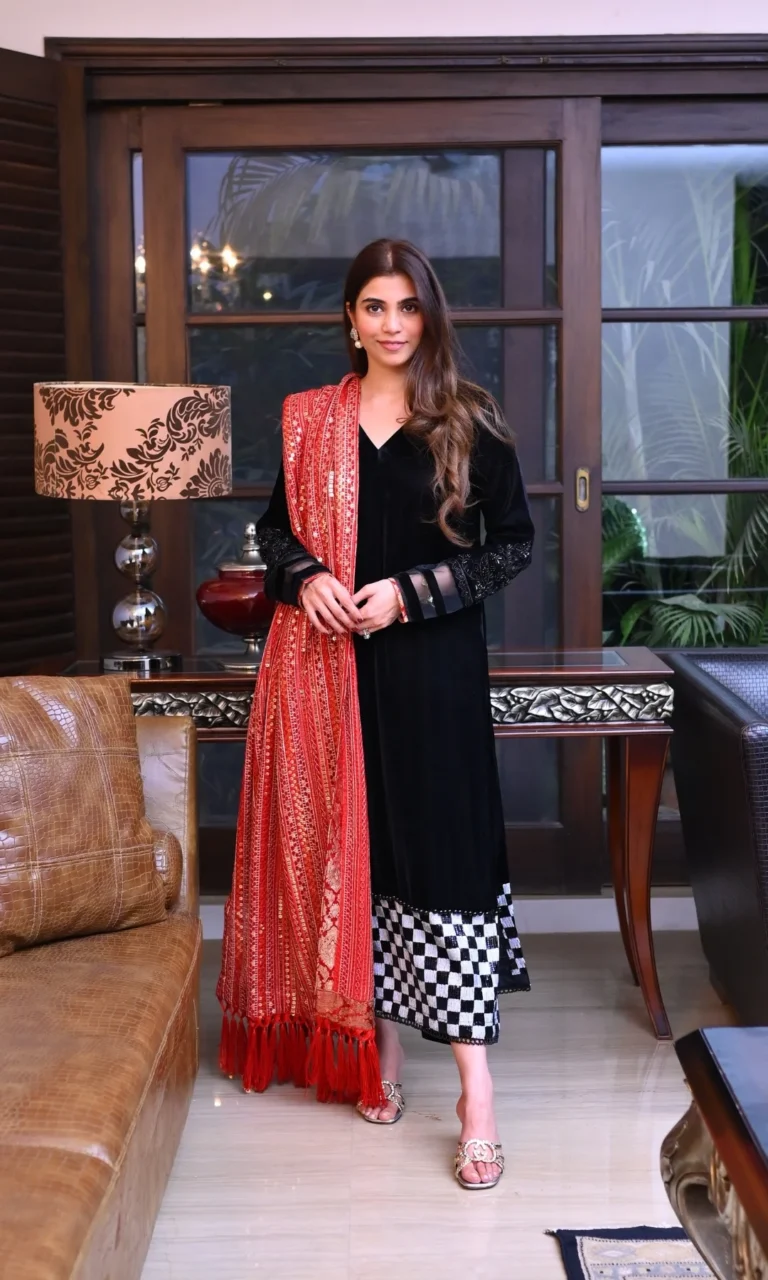 Mina Tariq wearing Naureen Jamal