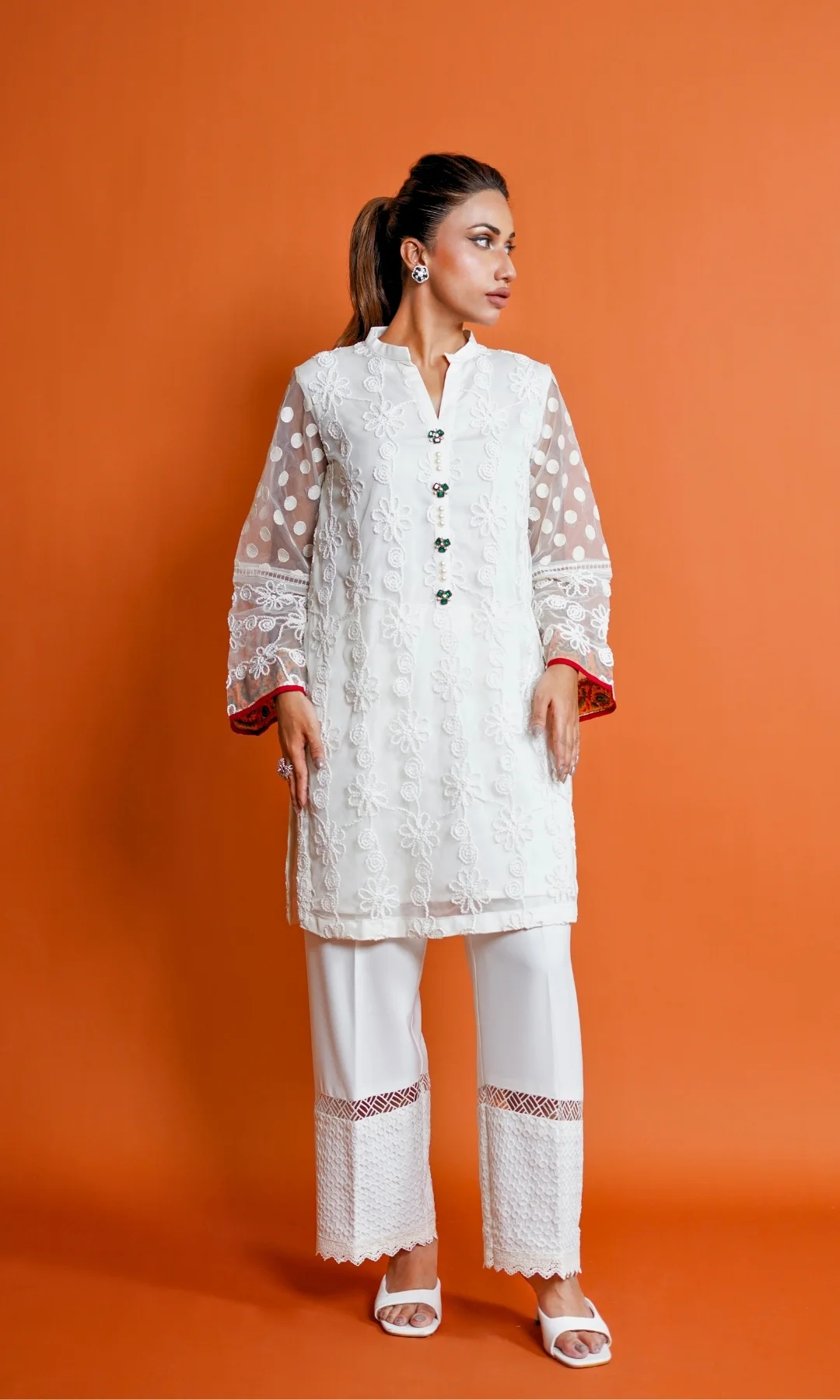 White Kurta by Naureen Jamal