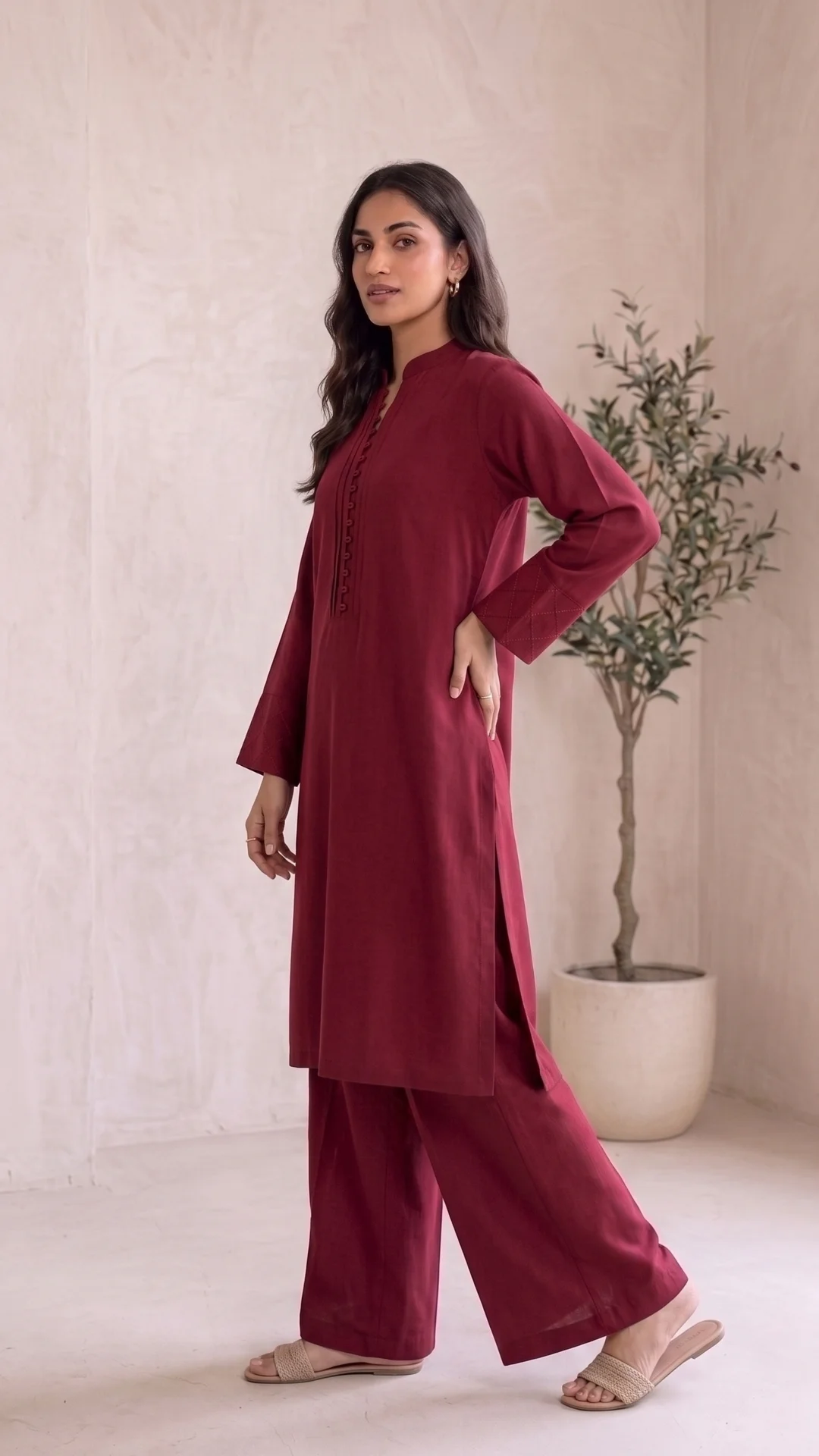 Daily wear Maroon Coords