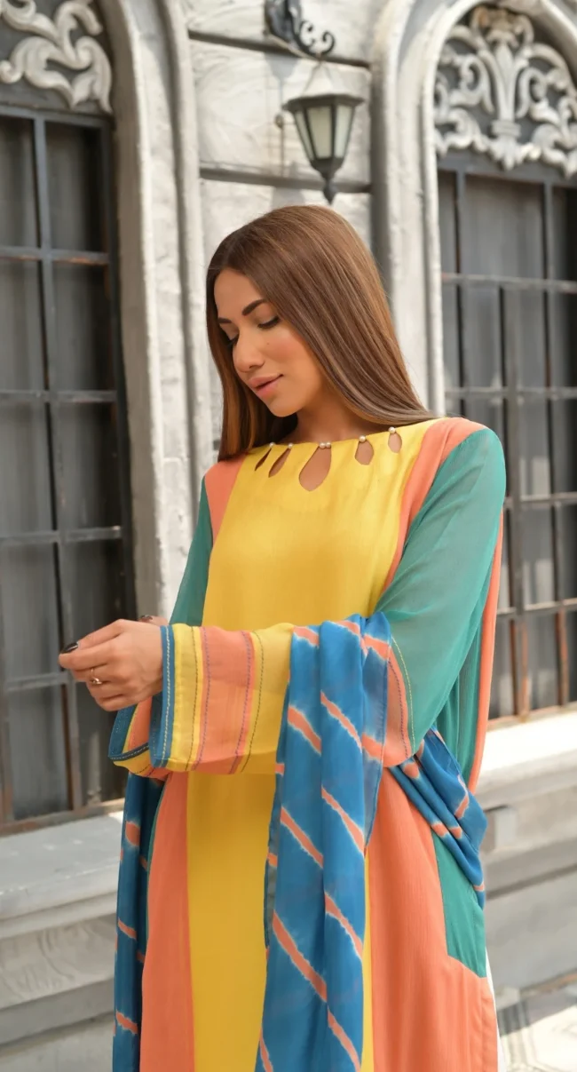 Naureen Jamal Blocks kurta design