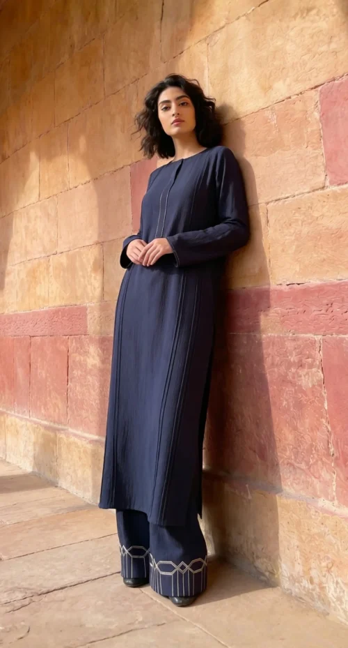 Naureen Jamal Navy Blue Kurta