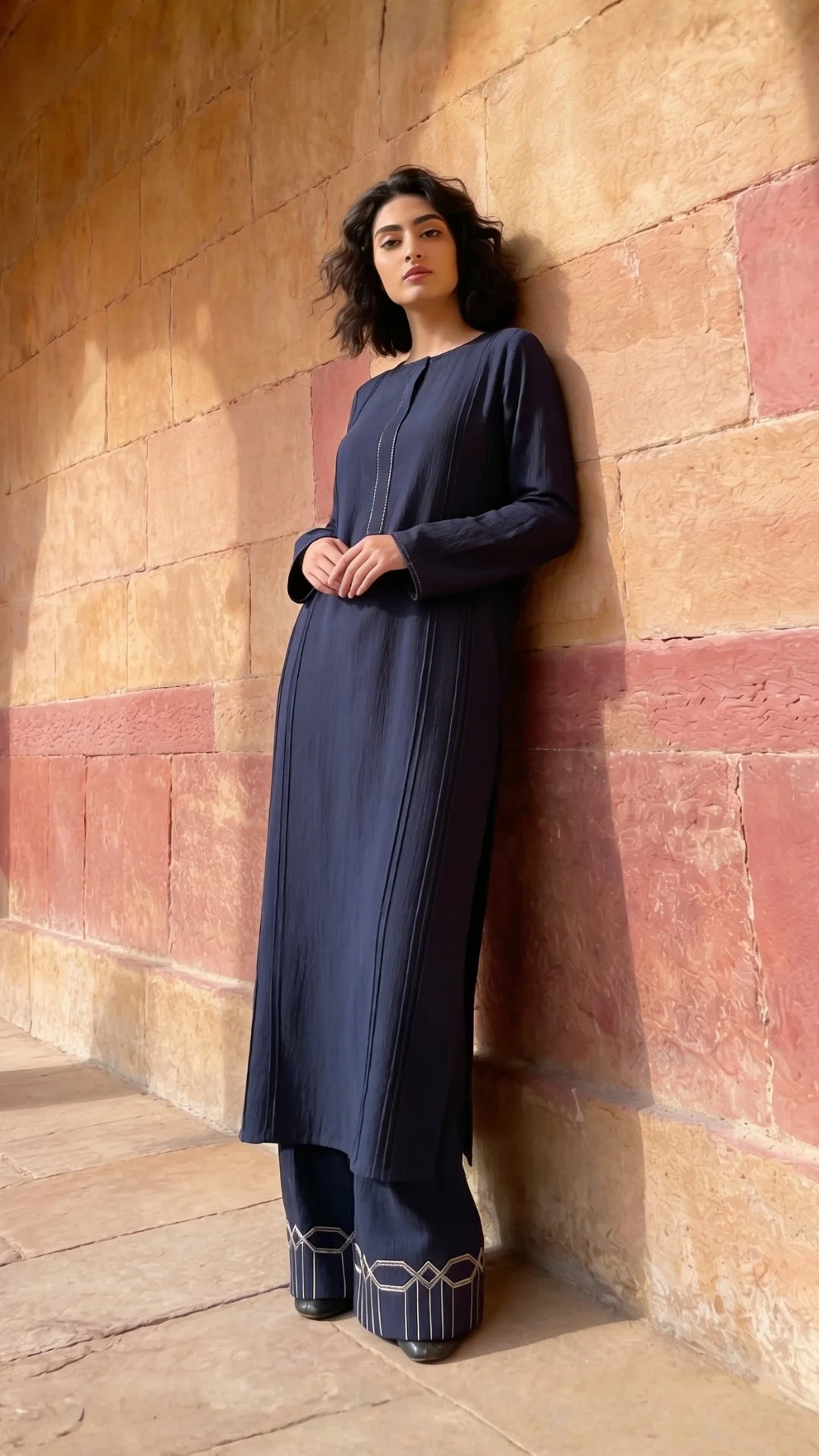 Naureen Jamal Navy Blue Kurta