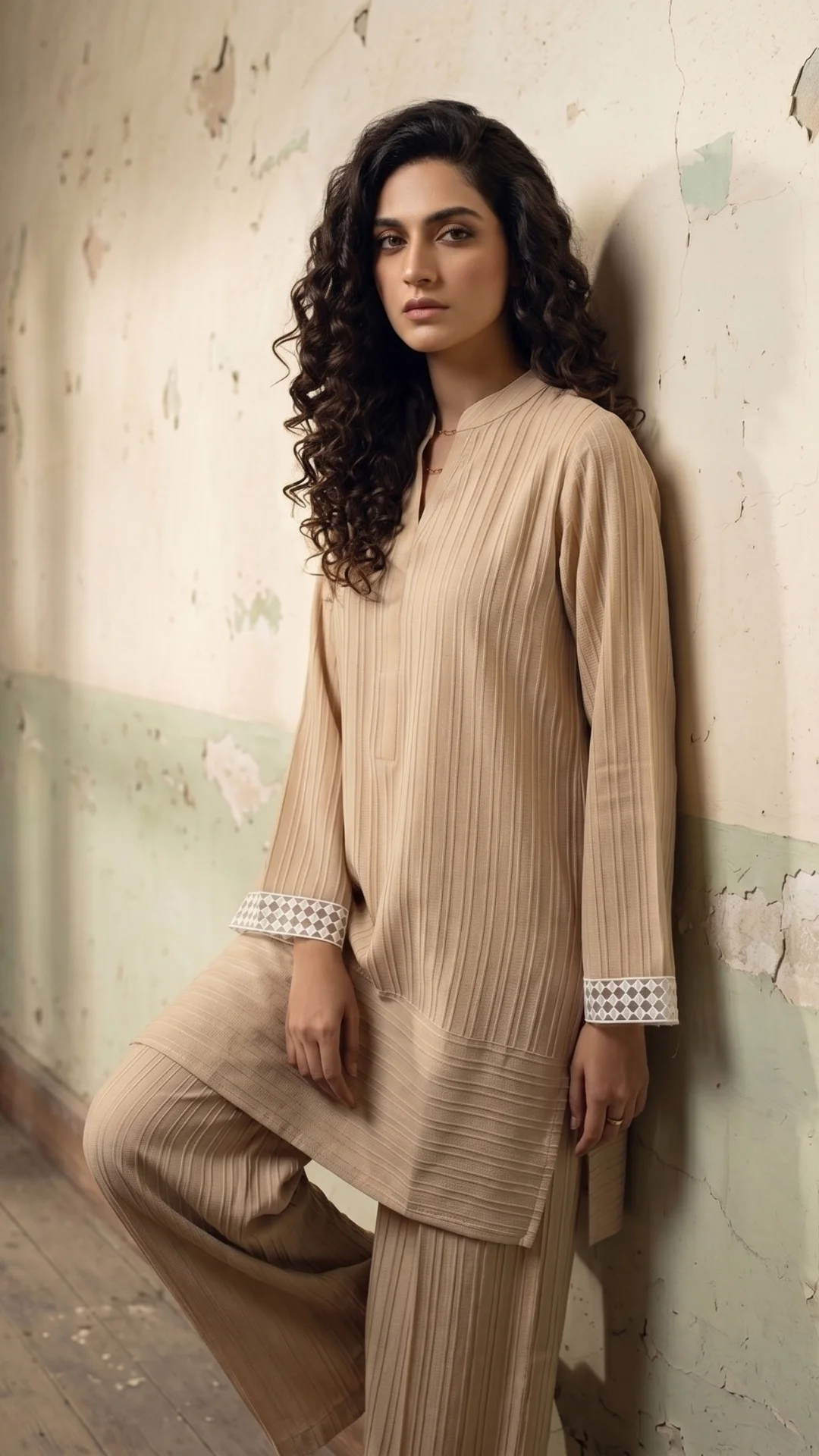 Beige Pakistani wear by NJ